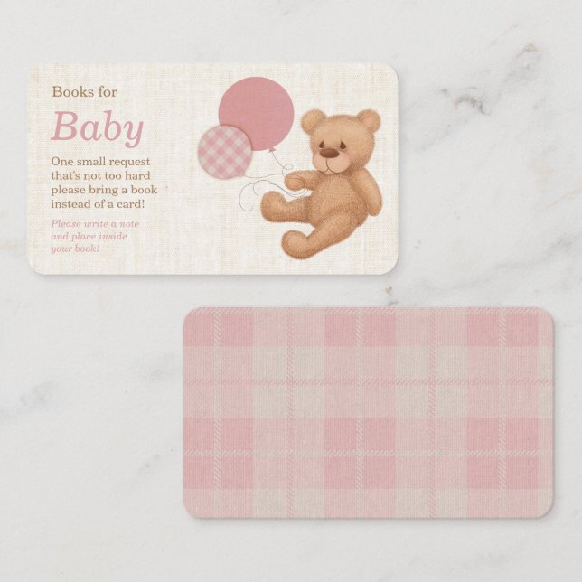 Carte D'accompagnement Baby shower de l'ours rose Teddy Demande de réserv (Devant / Derrière)
