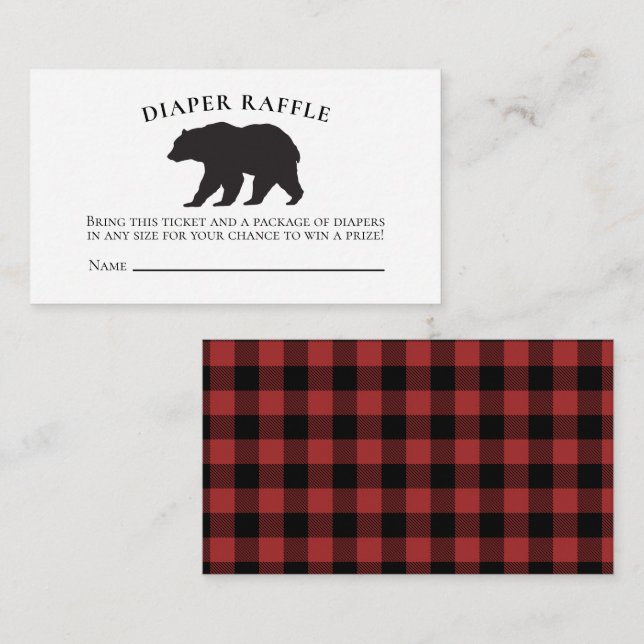 Carte D'accompagnement Baby shower de l'ours rouge Plaid Déchets Raffin (Devant / Derrière)