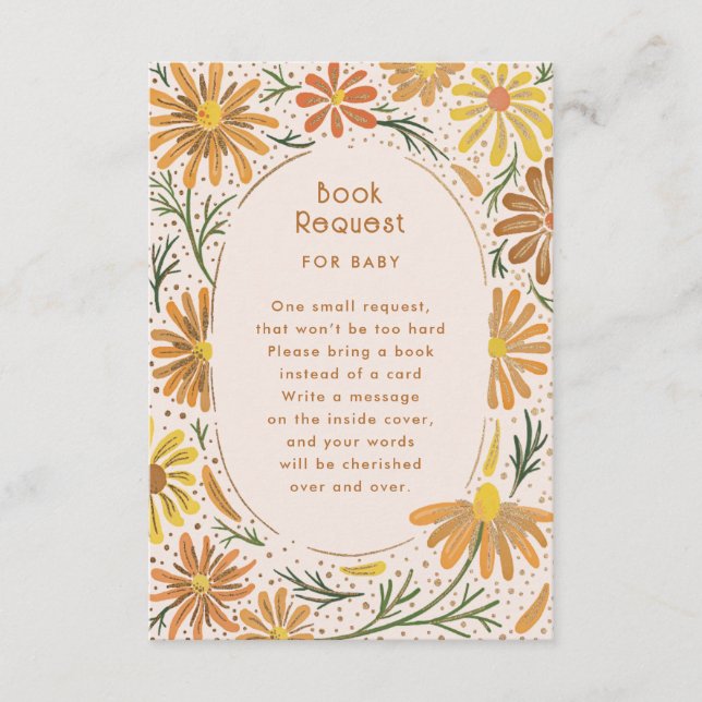 Carte D'accompagnement Baby shower de marguerites orange et jaune (Devant)