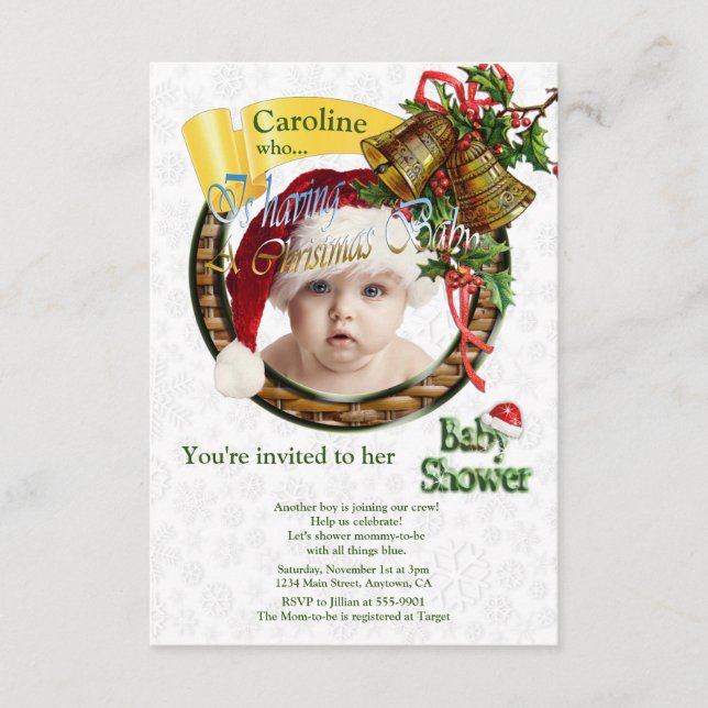 Carte D'accompagnement Baby shower de Noël (Devant)