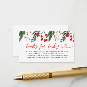 Carte D'accompagnement Baby shower de Noël Floral moderne Livres pour béb