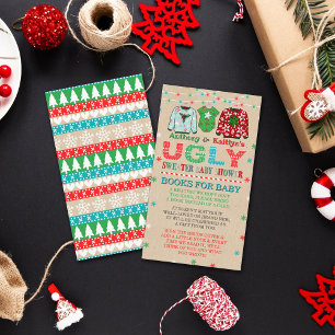 Carte D'accompagnement Baby shower de Noël moche et doux Livres pour bébé