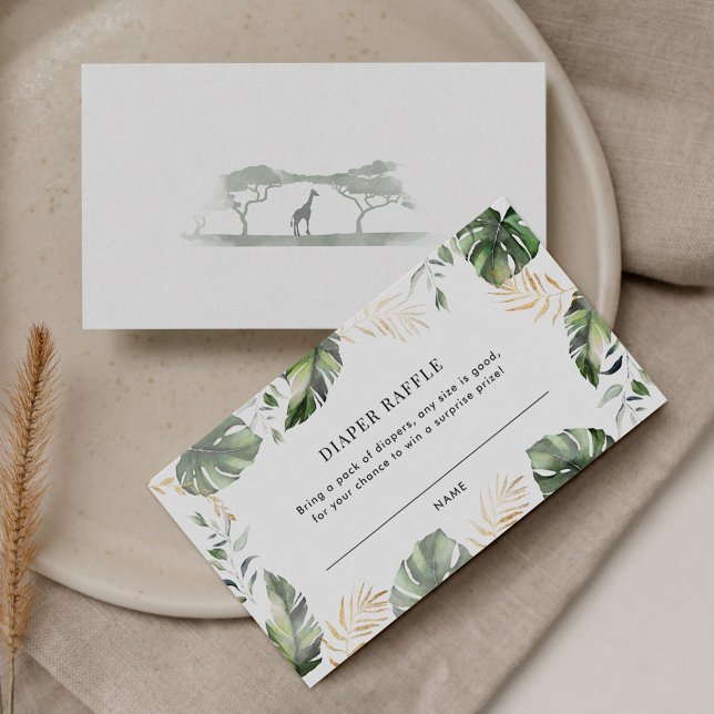 Carte D'accompagnement Baby shower de palmier verdoyant Raffle (Jungle Baby Shower Diaper Raffle Enclosure Card)