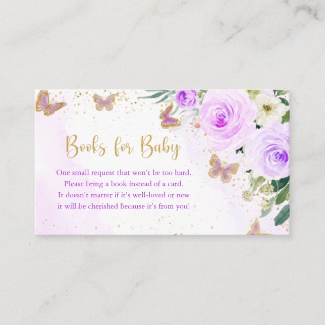 Carte D'accompagnement Baby shower de papillon floral Lavender Demande de (Devant)