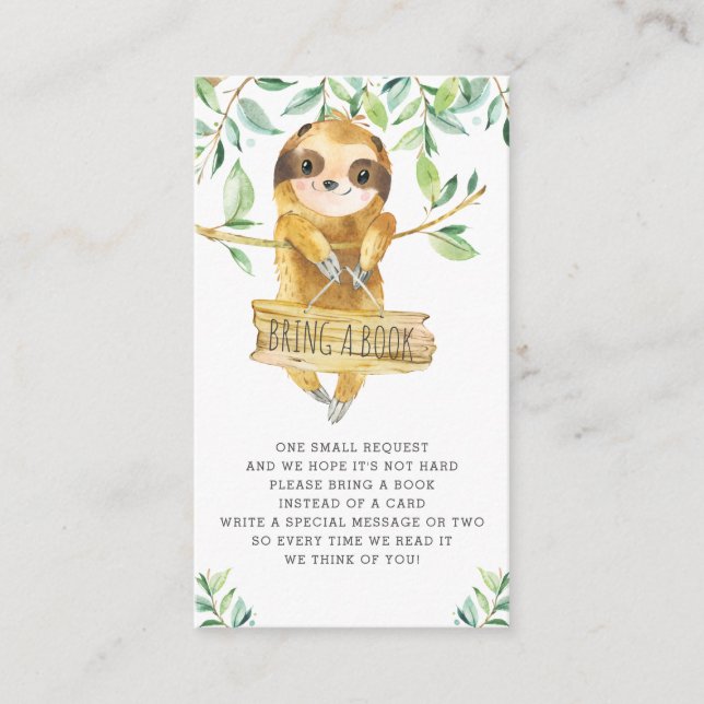 Carte D'accompagnement Baby shower de parfums verdoyant Apportez un livre (Devant)