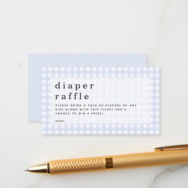 Carte D'accompagnement Baby shower de pique-nique Blue En vichy Diaper (Devant/Arrière en situation)