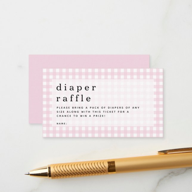 Carte D'accompagnement Baby shower de pique-nique En vichy chair rose (Devant/Arrière en situation)