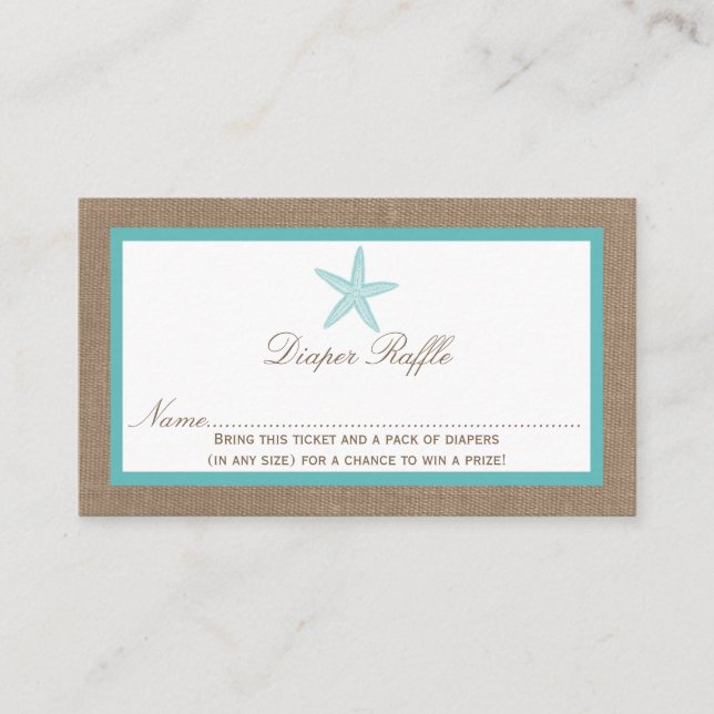 Carte D'accompagnement Baby shower de plage turquoise Starfish Raffle de  (Devant)