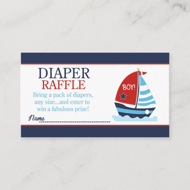 Carte D'accompagnement Baby shower de plongée rouge et bleu Raffle de la  (Devant)