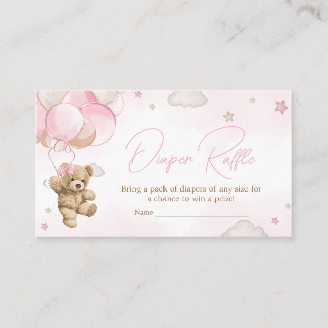 Carte D'accompagnement Baby shower de plongeur Boho Pink Bear Balloon Raf (Devant)