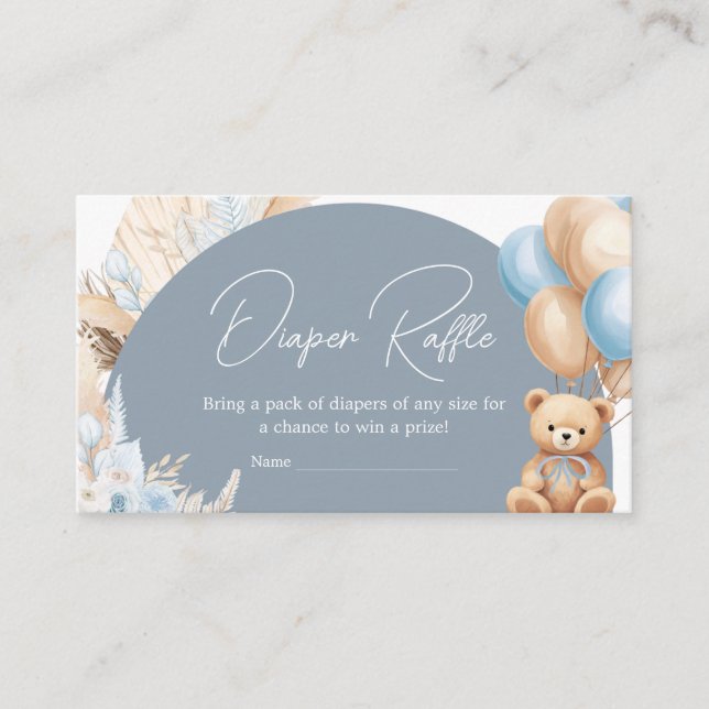 Carte D'accompagnement Baby shower de plongeur de l'ours bleu Boho Raffle (Devant)