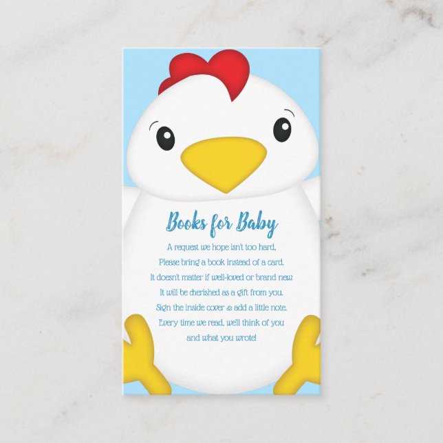 Carte D'accompagnement Baby shower de poulet bleu (Devant)