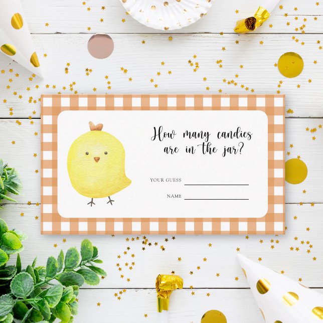 Carte D'accompagnement Baby shower de poulet - devinez combien de bonbons (Créateur téléchargé)