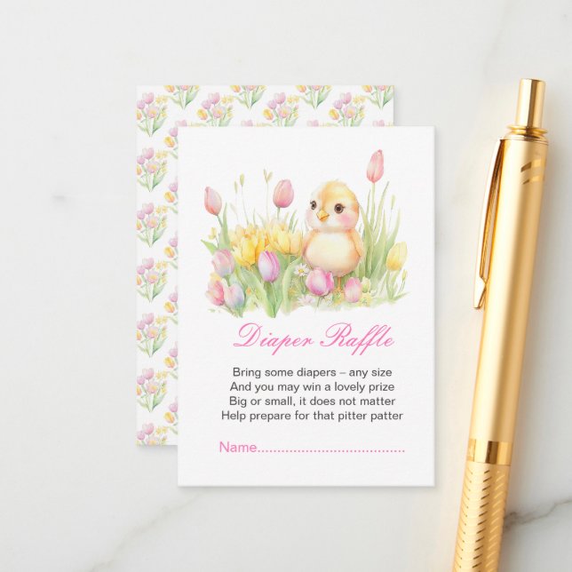 Carte D'accompagnement Baby shower de poussette de printemps (Devant/Arrière en situation)