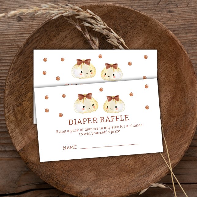 Carte D'accompagnement Baby shower de rabat à couches neutre pour hommes (Gender Neutral Dumpling Diaper Raffle Baby Shower Enclosure Card)