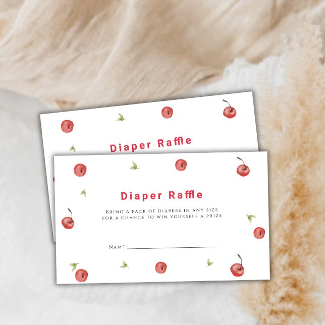 Carte D'accompagnement Baby shower de rousseur de bonbons à la cerise de  (Spring Cherry Sweet Diaper Raffle Baby Shower Enclosure Card)