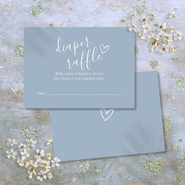Carte D'accompagnement Baby shower de rousseur Dusty Blue Diaper (Dusty Blue Diaper Raffle Baby Shower Enclosure Card)
