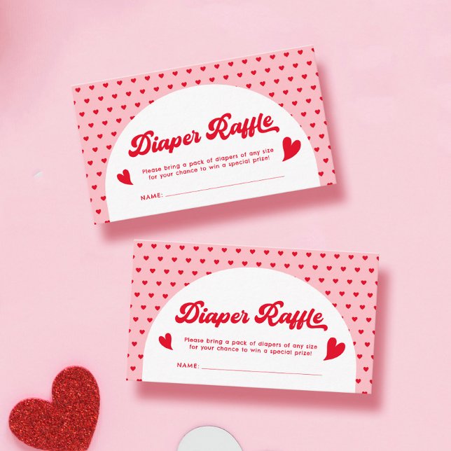 Carte D'accompagnement Baby shower de Saint Valentin rouge et rose Raffin (Créateur téléchargé)