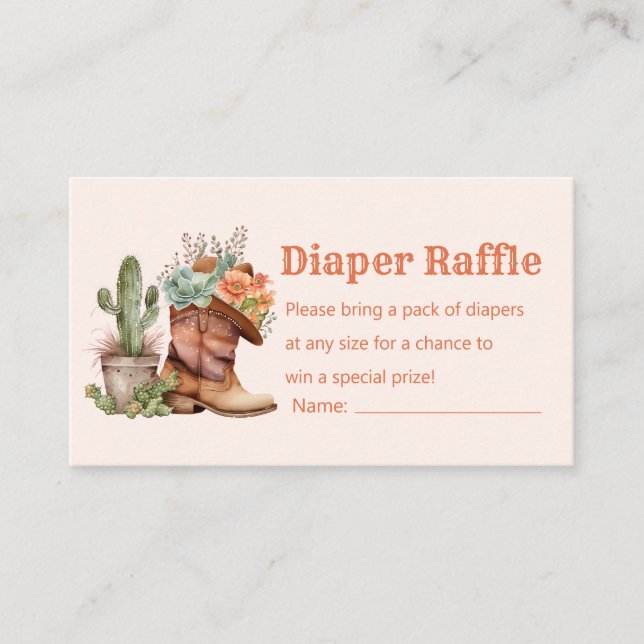 Carte D'accompagnement baby shower de tombola de cowboy (Devant)