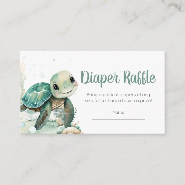 Carte D'accompagnement Baby shower de tortue de mer Raffin (Devant)