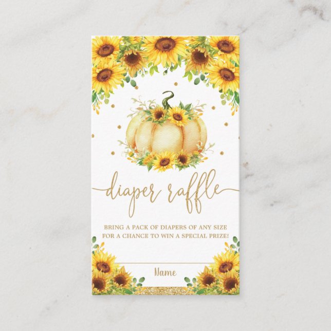 Carte D'accompagnement Baby shower de tournesol citrouille Raffin de couc (Devant)