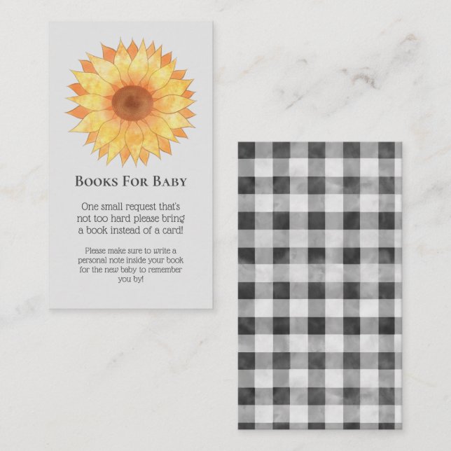Carte D'accompagnement Baby shower de tournesol d'aquarelle demande de ré (Devant / Derrière)