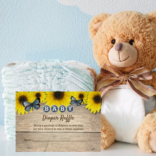 Carte D'accompagnement Baby shower de tournesol rustique Raffle de couche (Créateur téléchargé)