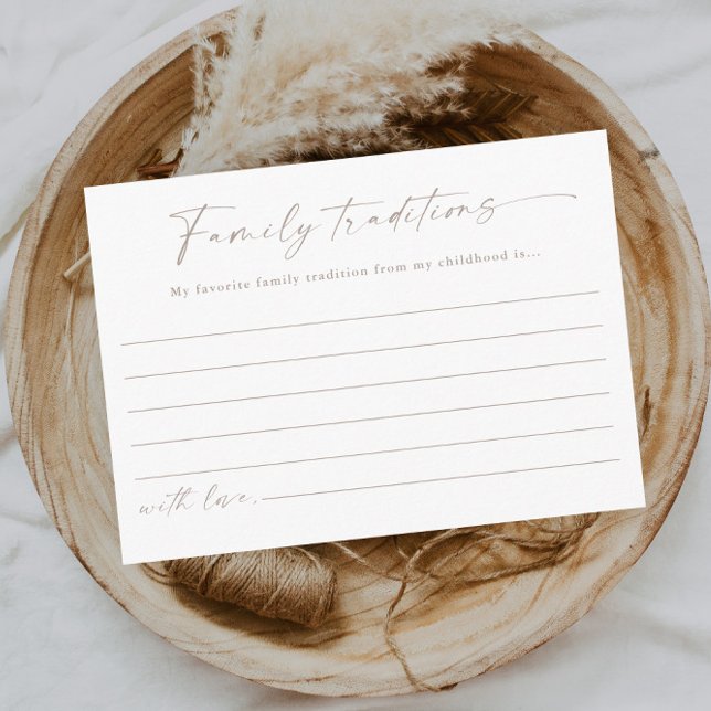 Carte D'accompagnement Baby shower de traditions de famille de scripts si (Simple script boho baby shower family traditions enclosure card.)