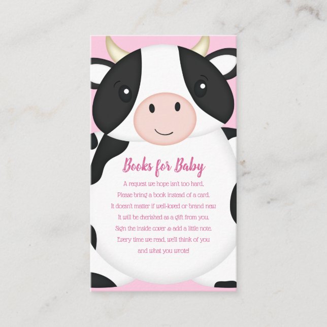 Carte D'accompagnement Baby shower de vache rose (Devant)
