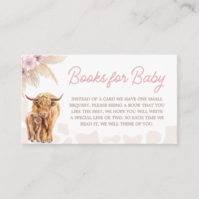 Carte D'accompagnement Baby shower de vache rose Highland Books for Baby (Devant)