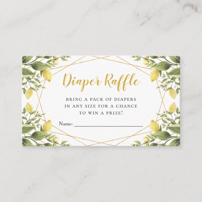 Carte D'accompagnement Baby shower de verdure citrons Raffle de couches (Devant)