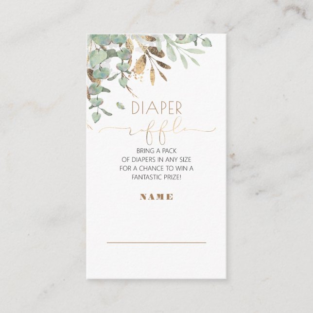 Carte D'accompagnement Baby shower de verdure dorée Déchets Raffle (Devant)