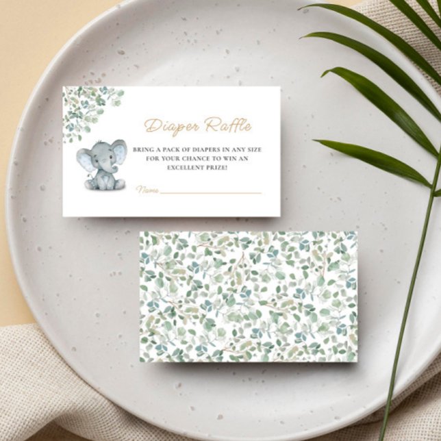 Carte D'accompagnement Baby shower de verdure éléphant Déchets Raffle (Créateur téléchargé)