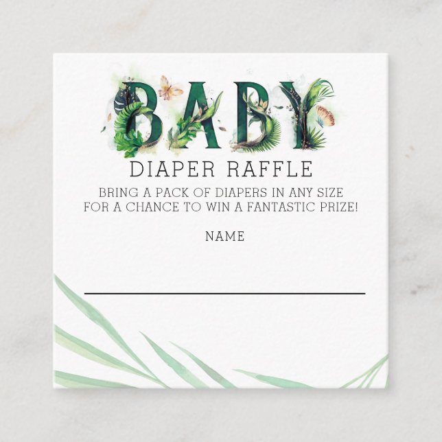 Carte D'accompagnement Baby shower de verdure tropicale Déchets Raffle (Devant)