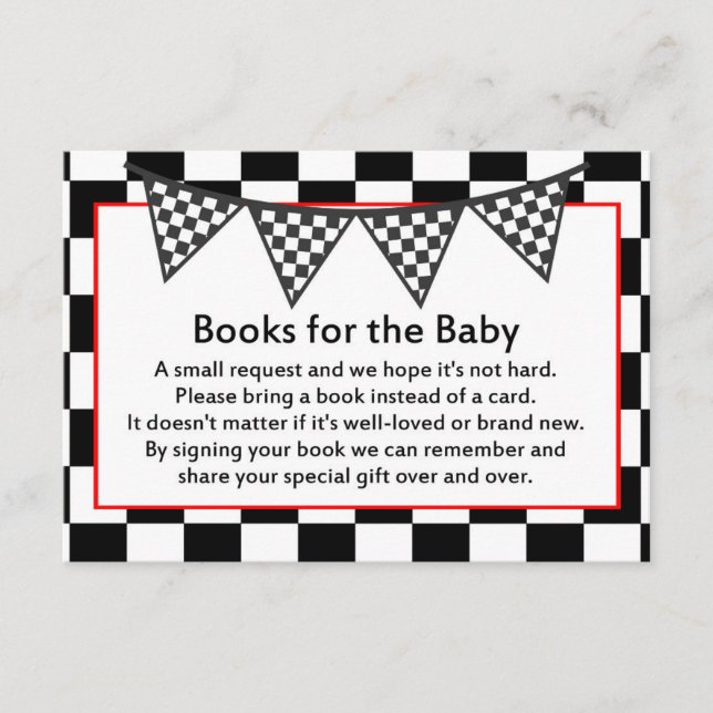 Carte D'accompagnement Baby shower de voiture de course Jeu IMPRIMÉ (Devant)