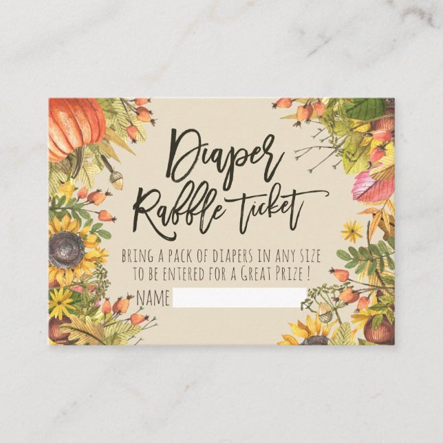 Carte D'accompagnement Baby shower Déchets Citrouille Ticket  Tournesol (Devant)