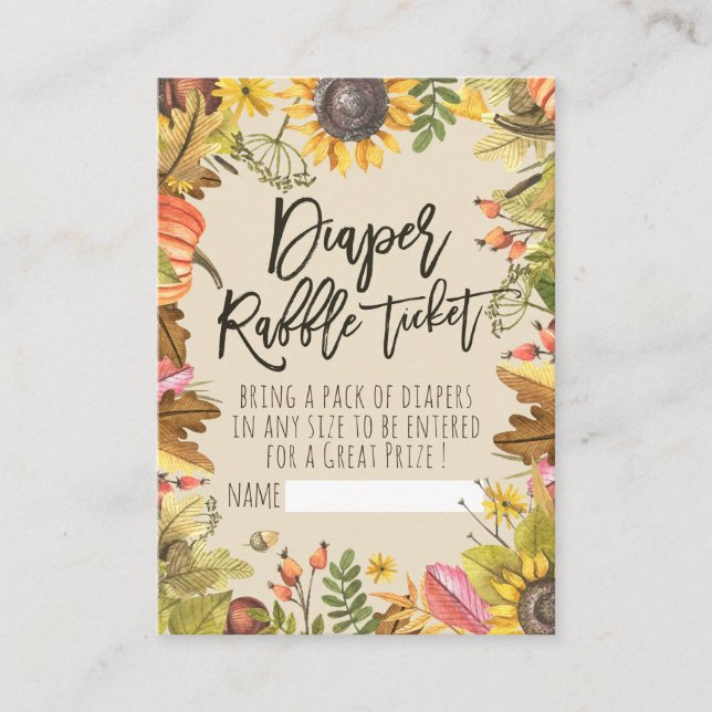 Carte D'accompagnement Baby shower Déchets Citrouille Ticket  Tournesol (Devant)