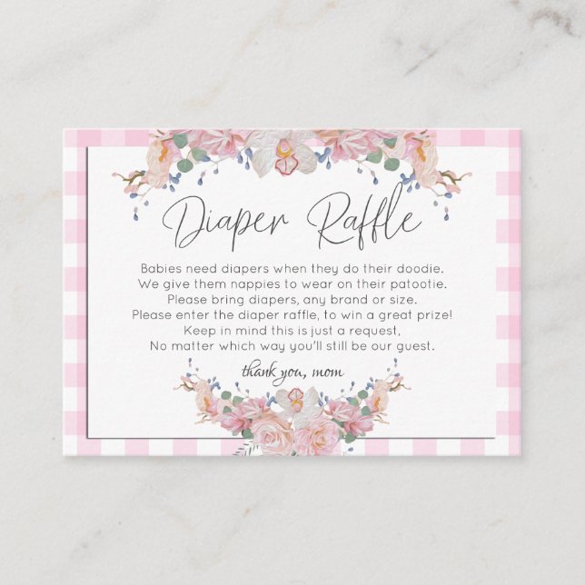Carte D'accompagnement Baby shower Déchets | Floral rose (Devant)