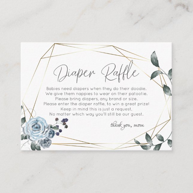 Carte D'accompagnement Baby shower Déchets | Flore bleu poussiéreux (Devant)