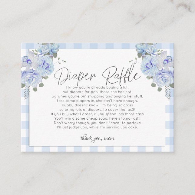 Carte D'accompagnement Baby shower Déchets | FUNNY Baby shower Blue (Devant)