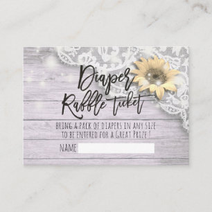 Carte D'accompagnement Baby shower Déchets Raffin Ticket Dentelle Tournes