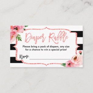 Carte D'accompagnement Baby shower Déchets Raffle Billet Rose Girl
