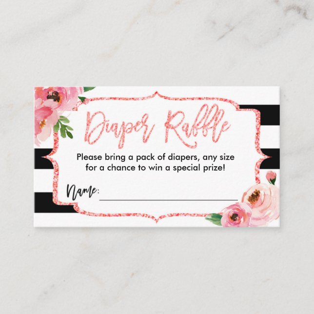 Carte D'accompagnement Baby shower Déchets Raffle Billet Rose Girl (Devant)