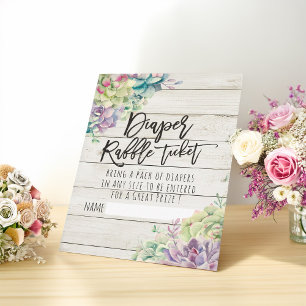 Carte D'accompagnement Baby shower Déchets Raffle Billet Succulents Bois