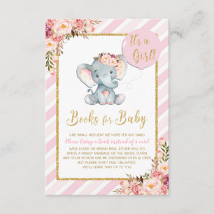 Carte D'accompagnement Baby shower d'éléphant rose floral Apportez une ca