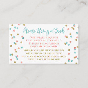 Carte D'accompagnement Baby shower Demande de carnet Coral Turquoise Gold
