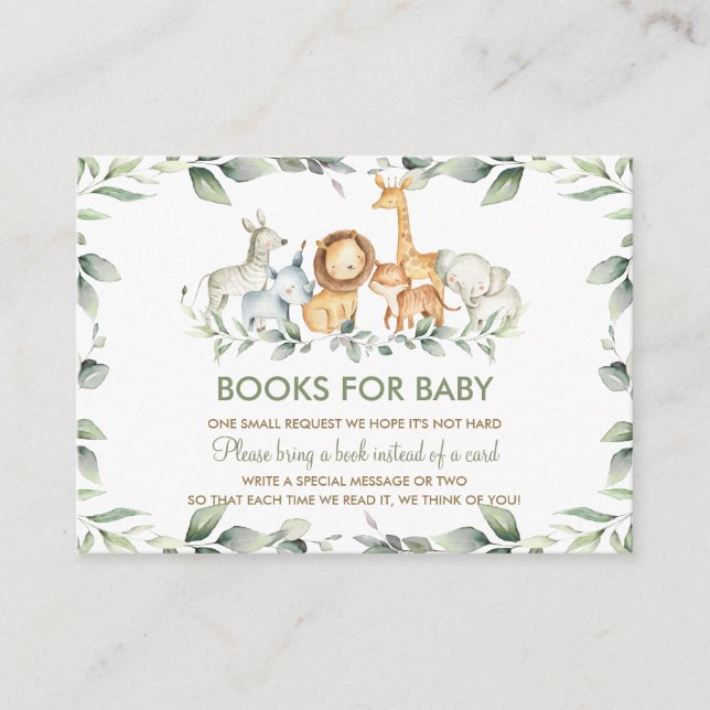 Carte D'accompagnement Baby shower des animaux de la Jungle verte Apporte (Devant)