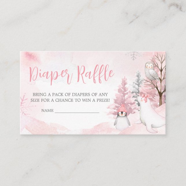 Carte D'accompagnement Baby shower des animaux de l'Arctique rose (Devant)