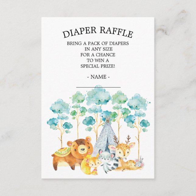 Carte D'accompagnement Baby shower des animaux des bois de la tribu Raffl (Devant)