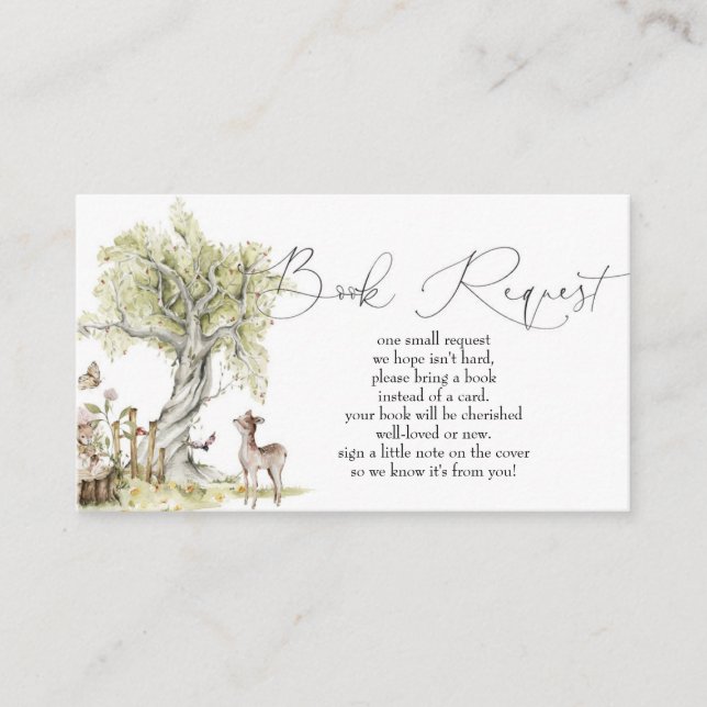 Carte D'accompagnement Baby shower des animaux forestiers de bois Demande (Devant)